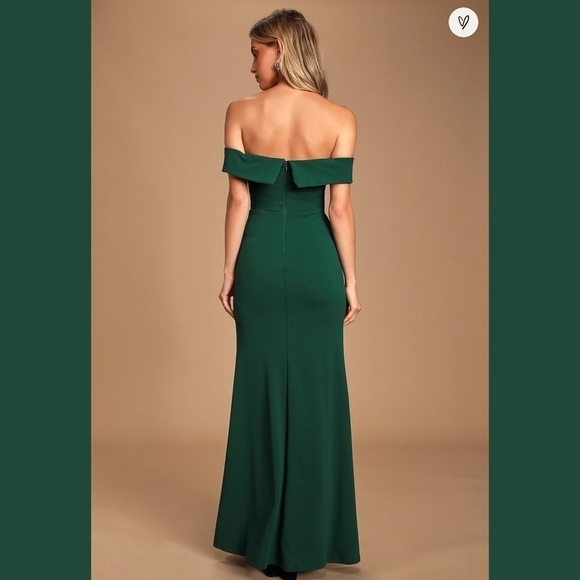 LULU’S Forest Green Maxi Dress Gown Size: S - Picture 4 of 14
